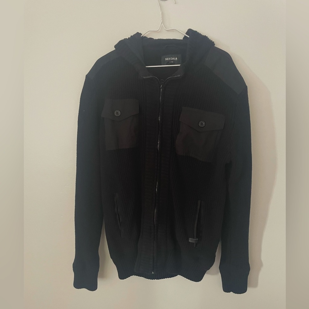 Nixon Captain Knit Hooded Sweater Black